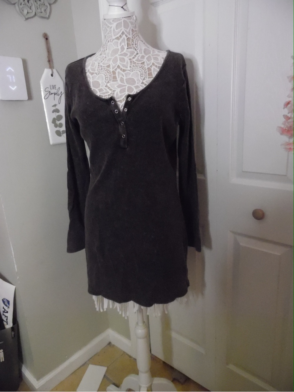 Victoria's Secret charcoal Long Sleeve Henley Tunic